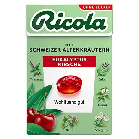 Ricola Eukalyptus Kirsche, 50g Böxli original Schweizer Kräuter-Bonbons Cover