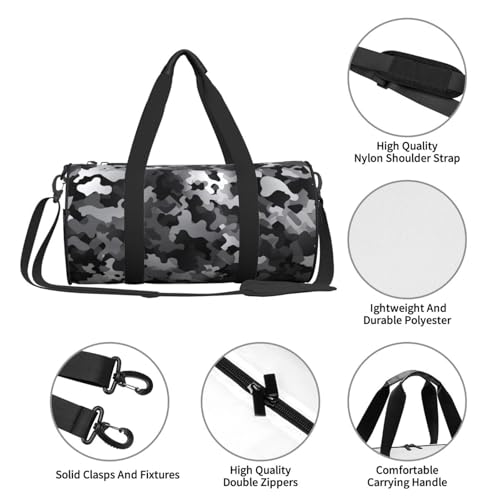 Travel Duffel Bag Lightweight Carry On Weekender Overnight Bags Black White Gray Camouflage Sports Tote Gym Backpack with Adjustable Strap Hospital Bags Foldable Luggage Bag for Women Men4