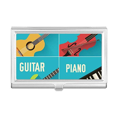 Estojo para cartão de visita com estampa de violino e piano