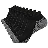 COOVAN 8 Pairs Mens Ankle Socks Athletic Running Socks with Cushion Tab Black Low Cut Socks for Men