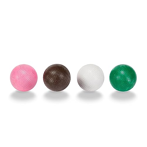 Uber Games 16oz Composite Croquet Balls Set of 4 - Regulation Size 3 5/8" Diameter, Pink, White, Green & Brown, Durable Plastic, Canvas Storage Bag, Suitable for Garden & Competitive Play - Image 2