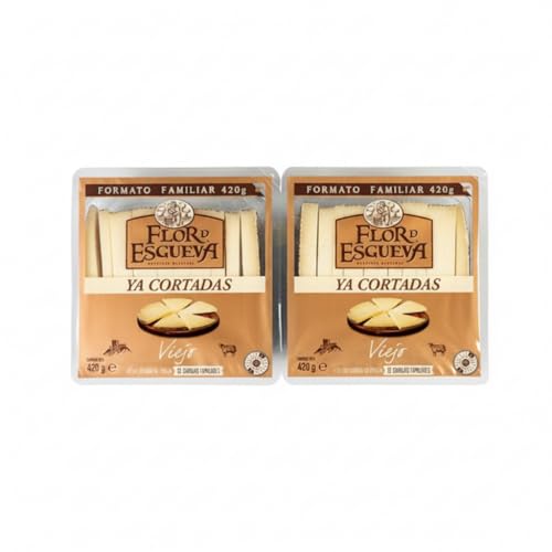 Queso de Oveja Viejo Ya Cortado - Pack 2 Unidades Formato Familiar 420g (Total 840g) - Sabor Intenso y Tradicional - Flor de Esgueva - Elaborado con Leche Cruda de Oveja - NEXU