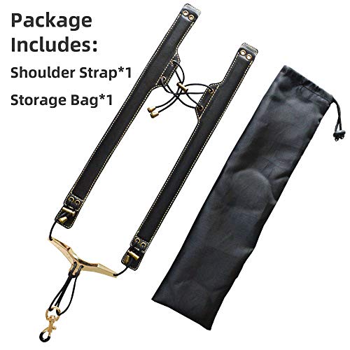 adorence saxophone shoulder strap - handmade leather saxophone harness strap no neck stress lengthened for tenorbaritonealto - black