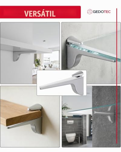 Soporte de estante de vidrio Gedotec para organizar salones modernos, 2 piezas 8