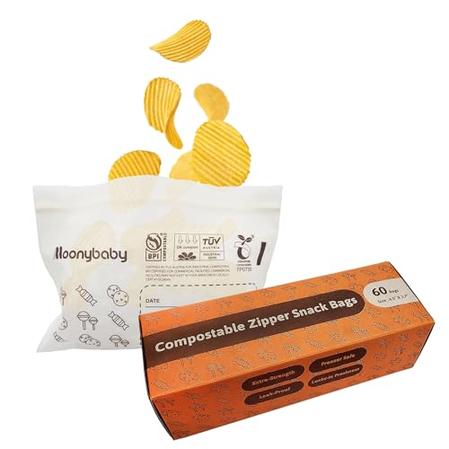 Moonybaby Compostable Snack Size Food Storage Bags, Organic