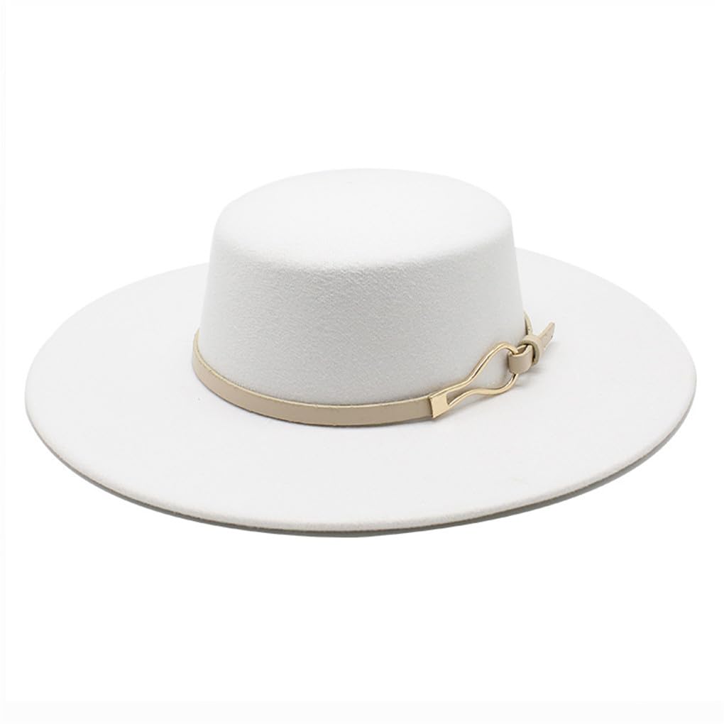 Fedora da Donna Berretti di Lusso Cappelli da Sposa per Donna 56-60 Cm Tesa Piatta 10 Cm Cappello Panama Femminile con Cintura Ad Anelli