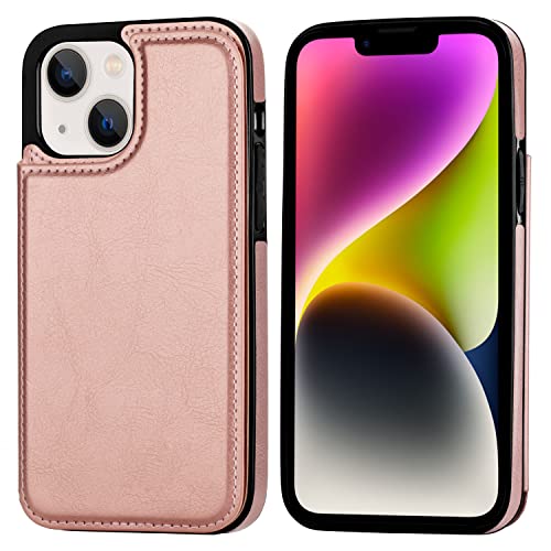 Aoksow Wallet Flip Case for iPhone 14 with Card Holder, Rose Gold by Aoksow - Used condition - Image 3