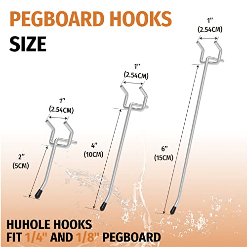 Huhole Pegboard Hooks 50Pc Pegs Ideal Garage Organization Wall Storage Tool Organizer Fit 1/4 Inch 1/8 Inch Peg Board With Plastic Tip 2 Inch thumb #1