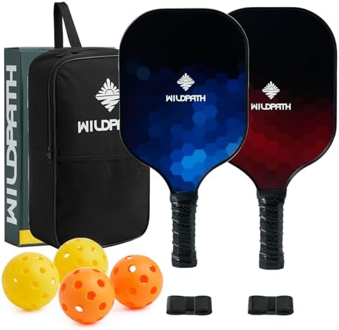WILDPATH 2 Pack Pickleball Rackets, Fiberglass Surface and ...