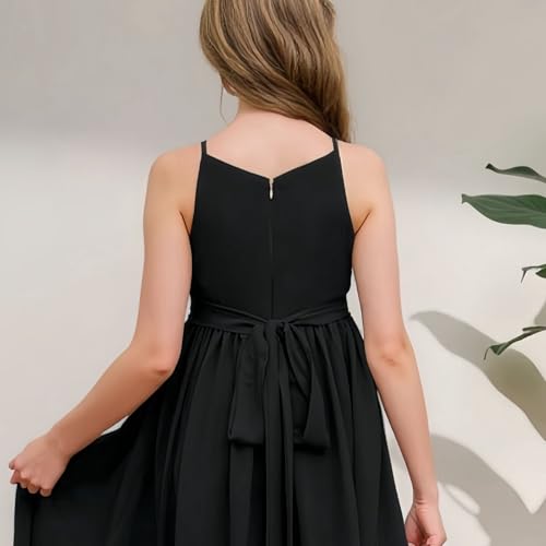 Chiffon Junior Bridesmaid Dresses for Wedding Sleeveless Party Maxi Dress Ruffed Flower Girl Dress4