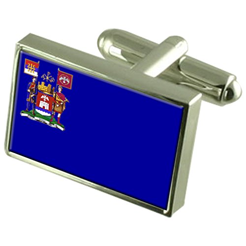 Nis City Serbia Sterling Silver Flag Cufflinks Engraved Box