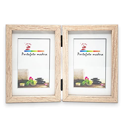 BESCH Marco de Fotos Doble Plegable 15X20CMX2 de Madera con