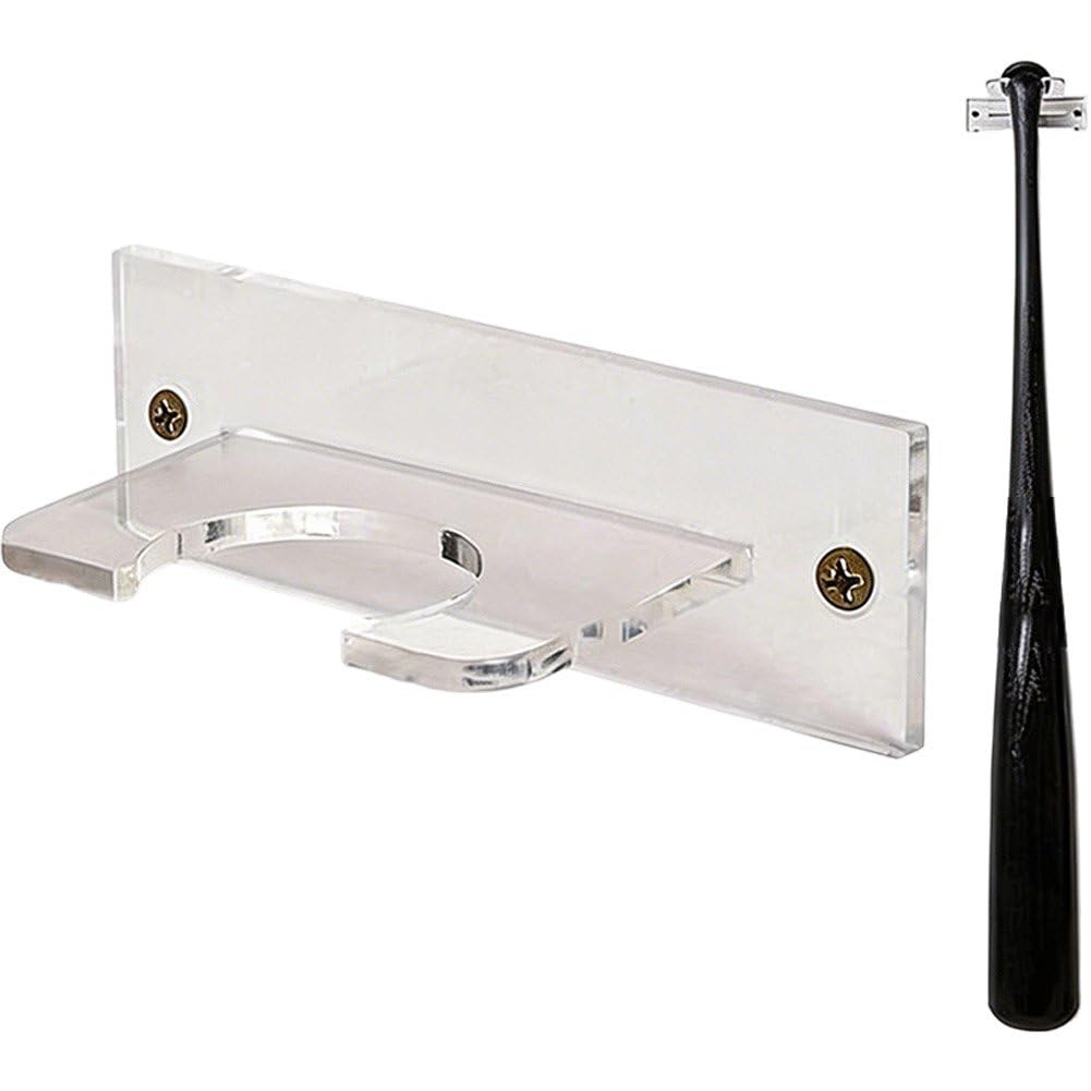 Fituenly Transparent Acrylic Wall Mount Bat Holder, Vertical Display Rack for Baseball Softball Bats, Universal Storage Holder for Home