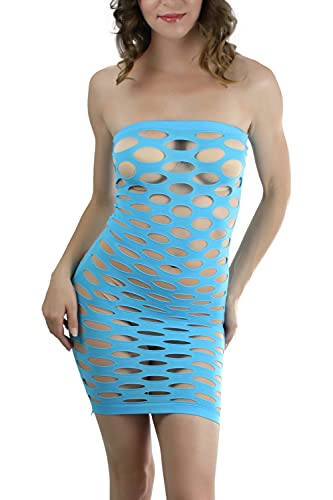 Image of ToBeInStyle Women's Stretch See Through Fishnet Novelty Mini Rave Party Dress