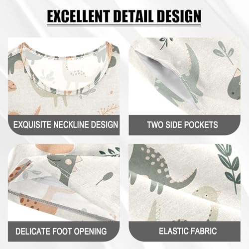 ALAZA Cute Dinosaur Pajamas Set Short Sleeve Cotton Sleepwear Summer Pjs 2 Piece 5-14Y4