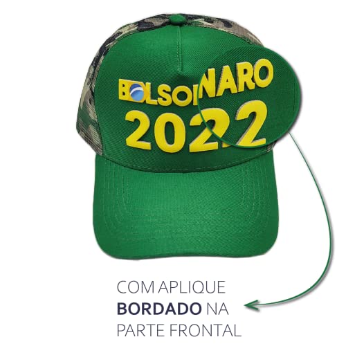 Kit 3 Bonés Country Bolsonaro 2022 Mito Presidente Verde Amarelo Camuflado Oficial
