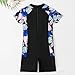 Girls Short Sleeve Rash Guard Zipper Front One Piece Swimsuits Patchwork Boyshorts Bathing Suit Swimwear for 4-13 Years