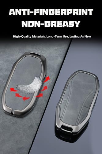 Funda de piel gris para llave MG IM6 anticaídas carcasa protectora coche 5