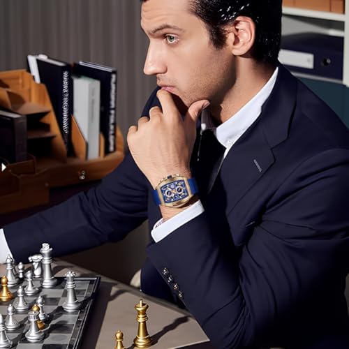 Image of LIGE Mens Watches Luxury Tonneau Watches for Men Waterproof Analog Watch Chronograph Calendar Date Men's Dress Business Work Watch Large Square Face Wristwatch