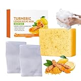 Turmeric Soap, Turmeric Kojic Acid Soap Original, Kurkuma Seife, Kernseife, Vitamin C Seifenstück für Gesicht und Körper, Entfernen Dunkler Flecken, Feuchtigkeitsspendend, Tiefenreinigung (1)