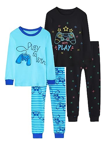 Vopawetty pyjama coton Noël 4 pièces enfants bleu noir 8