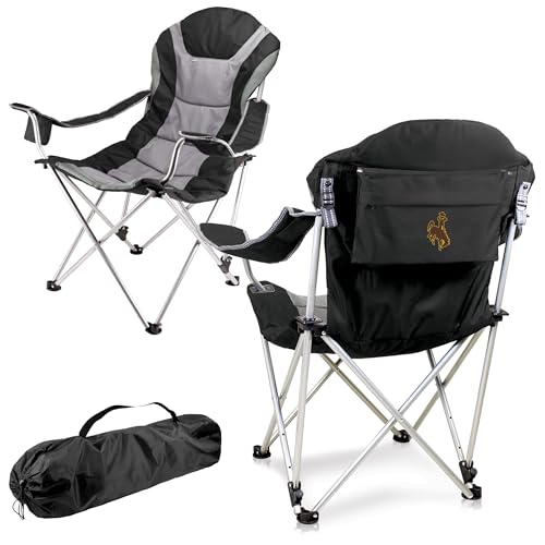 PICNIC TIME NCAA Wyoming Cowboys Reclining Camp Chair - Beach Chair for Adults - Sports Chair with Carry Bag