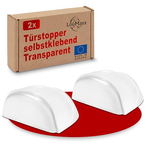 Preisvergleich Produktbild LouMaxx Türstopper Boden selbstklebend - Türpuffer Boden für alle Hartböden geeignet zum Schutz von Wand und Möbeln - durchsichtig selbstklebend, halbrund und leicht anzubringen 2 Stück