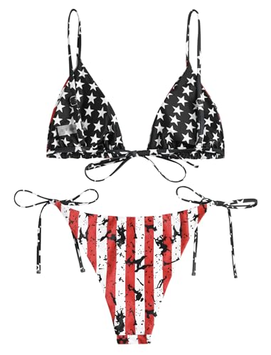 Image of ZAFUL Women's Triangle Bikini Floral String Bikini Set Two Piece Swimsuit Bathing Suits