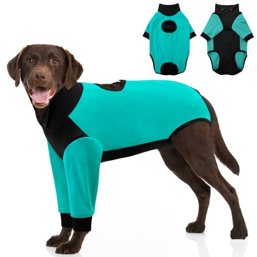 Image of AOFITEE Dog Recovery Suit for Front Legs, Breathable Dog Wound Care Shirt to Stop Licking, Thigh Protective Dog Surgical Suit Male Famale, Dog Surgery Suit Female Spay Cone Collar Alternative, Green