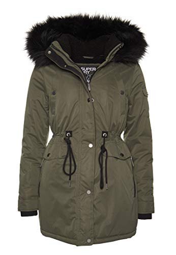 Image of Superdry Women's Nadare Microfibre Parka Parka Not Applicable, Green (Military Duck COF), 8 (Manufacturer Size: X-Small)