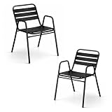 MBH – Silla para hostelería de Aluminio Color Antracita para terraza, Interior y Exterior de Bar, Restaurante, Hotel y cafetería. Mobiliario hostelería - 2 Unidades [MBH1120A]