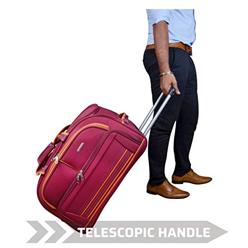 Image of Murano Odyssey 20 inch Polyester Lightweight Duffel Bag with High Quality Roller Wheels (Maroon, 52 L)