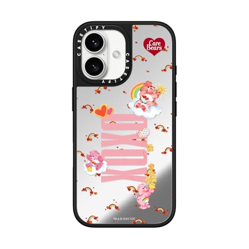 CASETiFY �~���[ iPhone 16 �P�[�X [����(�X�}�z�J�o�[) / MagSafe�Ή�/�w��h�~/Care Bears Co-Lab] - �V���o�[ (�u���b�N�o���p�[) - Lots of Love XOXO