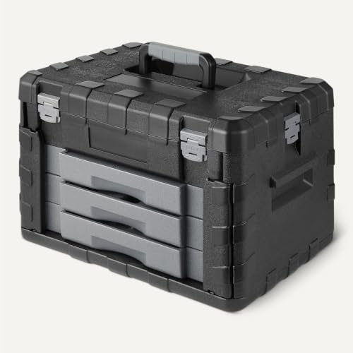 Image of Amazon Basics 287-Piece Mechanic Socket Set with Quick-Release Ratchets, Wrenches, Bits, 1 /4 inch 3 /8 inch 1 /2 inch, Metric and SAE, 3-Drawer Case, for Auto and Machine Repairs