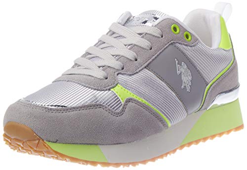 US Polo Association Tabitha4 Met, Chaussures de Gymnastique Femme, Multicolore (Li Gris/Yel 056), 38 EU