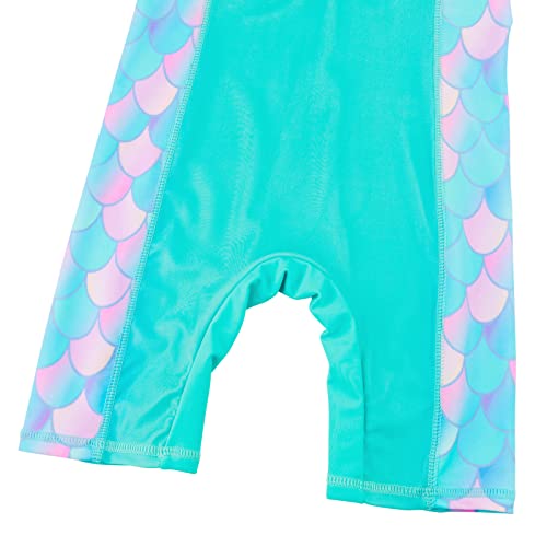 Image of TFJH E 1PCS Girls Short Sleeve Swimsuits UV 50+ Bathing Suits Sunsuits Zipper 2-14Y
