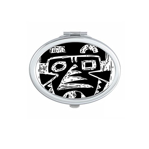 Miroir compact portable ovale motif prêtre sacrifice indien