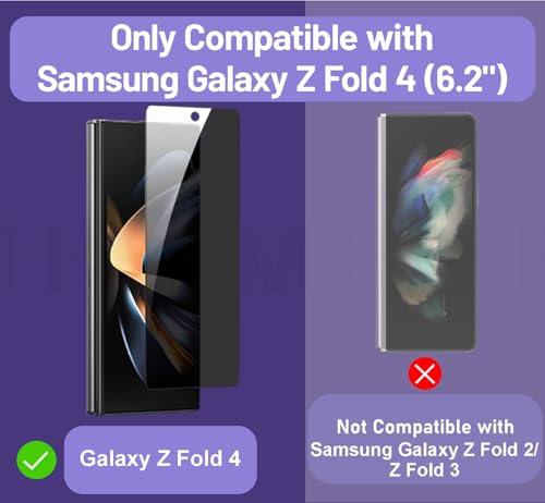 Image of HUMBLE Privacy Tempered Glass Screen Protector For Samsung Galaxy Z Fold 4 For Front Screen (6.2 Inches) With 9H Hardness Edge To Edge Coverage And Easy Self Installation Kit (PT-FOLD4) - Black