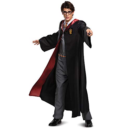 Fantasia masculina Harry Potter, roupa de personagem adulta de luxo do Mundo Mágico, Preto e vermelh
