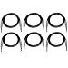 GLS Audio 3ft Patch Cable Cords - 1/4" TS to 1/4" TS Black Cables - 3' Mono Snake Cord - 6 Pack