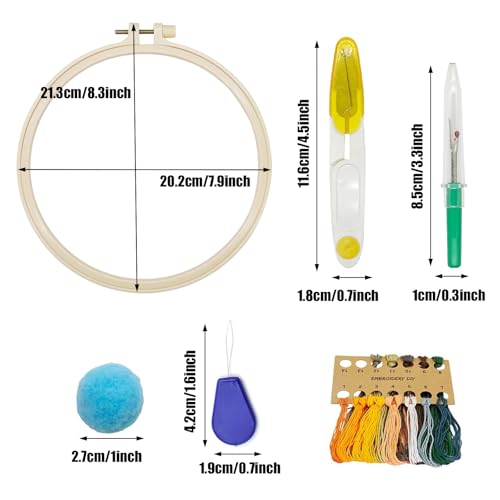 Image of Allazone Flower Embroidery Kit for Beginners, 4 Pack Cross Stitch Kits Needlepoint Kits for Adults with Pattern, Embroidery Hoop Cloth Thread