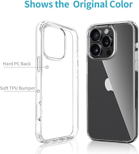 Image of DIZORO Crystal Clear Compatible with iPhone 16 Pro Max Case with Anti-Yellow Anti-Scratch Shockproof Transparent Cover