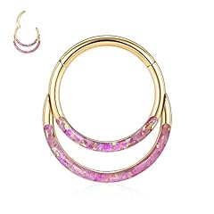 Style6:1pc Gold+Purple Opal Double Hoop