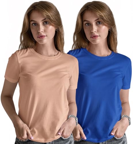 Image of XENOVAURBAN Womens T-Shirt Combo | 100% Cotton Women's Regular Casual T-Shirt Combo of 2