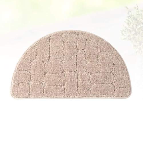 Tapis de sol demi-lune microfibre camel pour salle de bain - 6