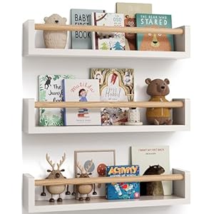 G&W Gruwald Nursery Book Shelves, Set of 3, Wall Bookshelf, Book Shelf for Kids Rooms, Wall Book Shelves for Bedroom Kids, Floating Shelf, Nursery Decor