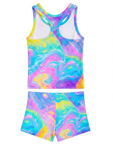 Image of Girls Swimsuits Two Piece Tankini Multicolor Bathing Suits with Boyshort Summer Beach Swimwear Set