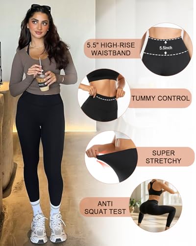Image of CTHH High Waist Yoga Pants with Pockets for Women Tummy Control Yoga Leggings 4 Way Stretch Workout Pants