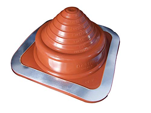 #3 (1/4" - 5") DEKTITE RED Square Base High Temp Silicone - Flexible Pipe Flashing Boot - Dektite Pipe Flashing (DFE203RE)