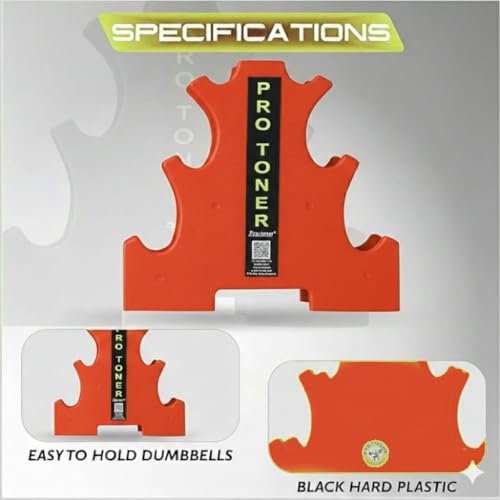 Image of Protoner PVC Dumbbell Rack for 3 Pairs, 20 kg Weight Capacity (Orange)